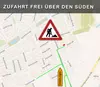 Die aktuelle Baustelle ist gut umfahrbar über den Süden.